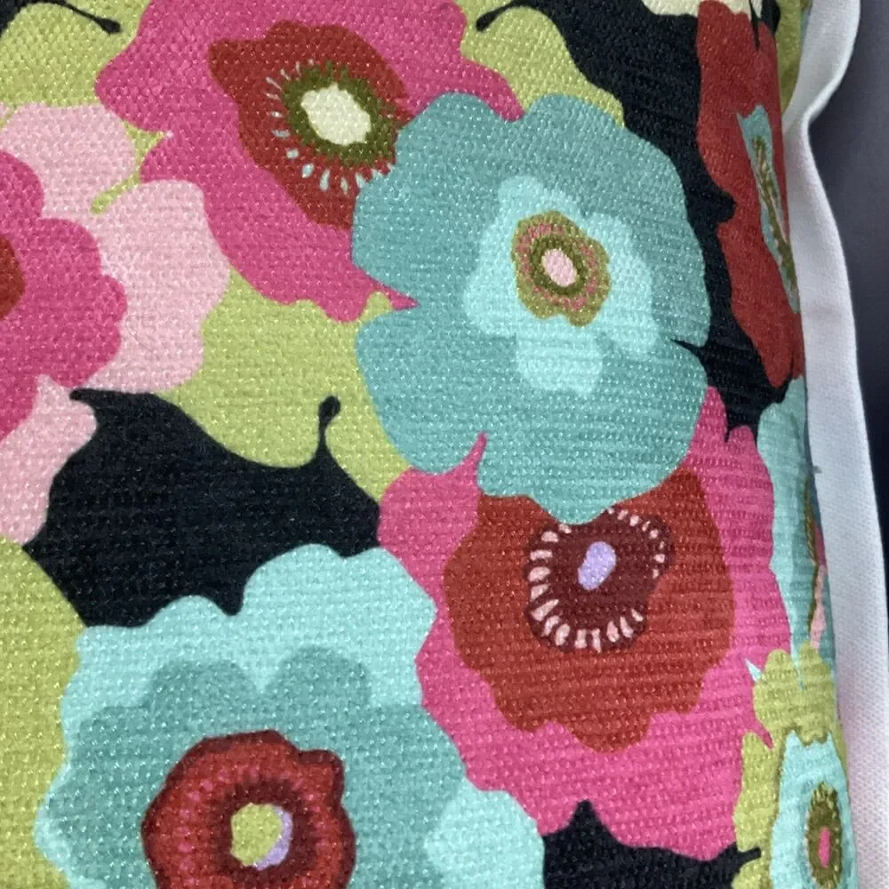 Mackenzie-Childs Floral Print Zip Cover Outdoor Pillow 18x18